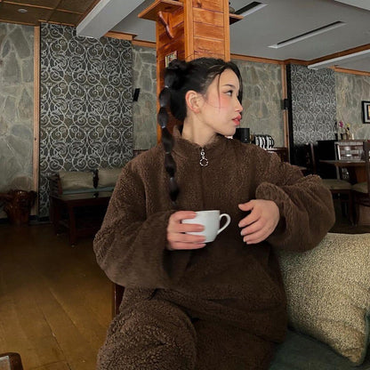 Teddy Fleece Co-ord Set - Brown