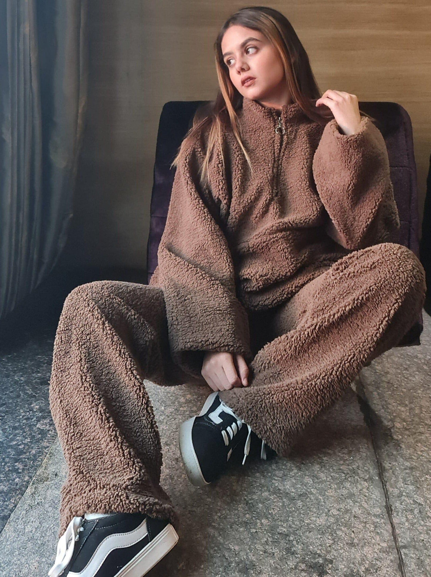 Teddy Fleece Co-ord Set - Brown