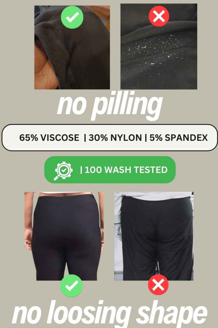 Plus Size Black Tummy Shaper Straight Fit Pants