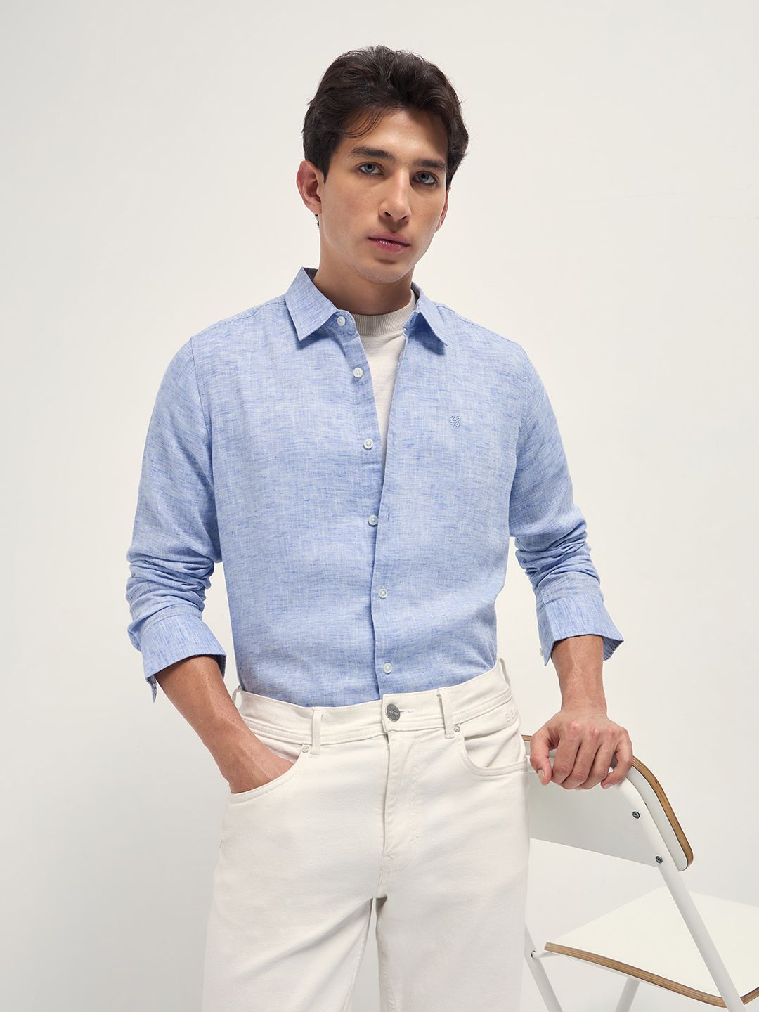 Slim Fit Cotton Linen Casual Shirt