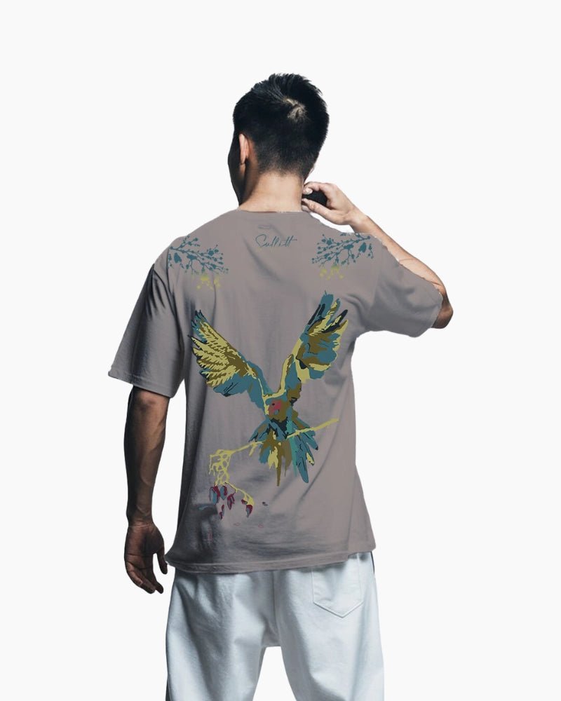 Vividly Parrot Ash Oversized T-Shirt