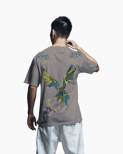 Vividly Parrot Ash Oversized T-Shirt