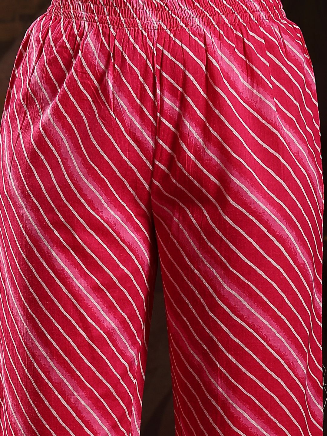 Leheriya Printed Empire Sequinned Pure Cotton Anarkali Kurta With Trouser & Dupatta