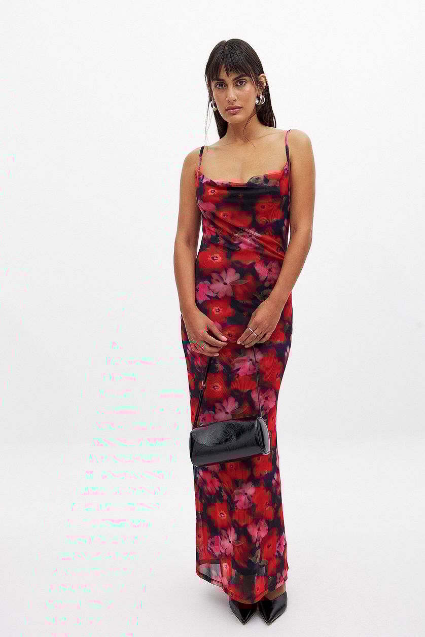 MWB Waterfall Mesh Maxi Dress