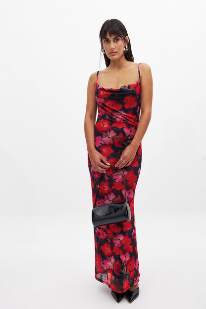 MWB Waterfall Mesh Maxi Dress