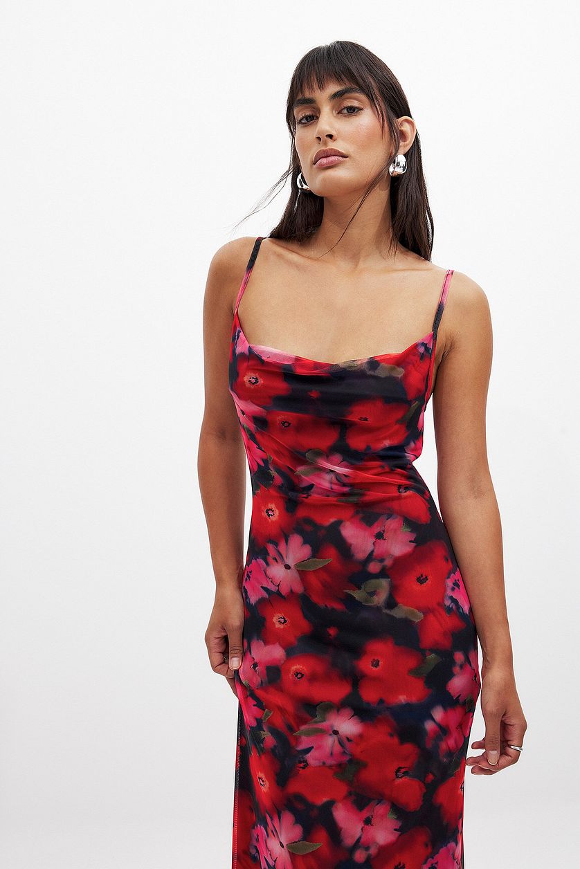 MWB Waterfall Mesh Maxi Dress