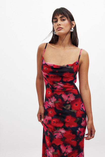 MWB Waterfall Mesh Maxi Dress