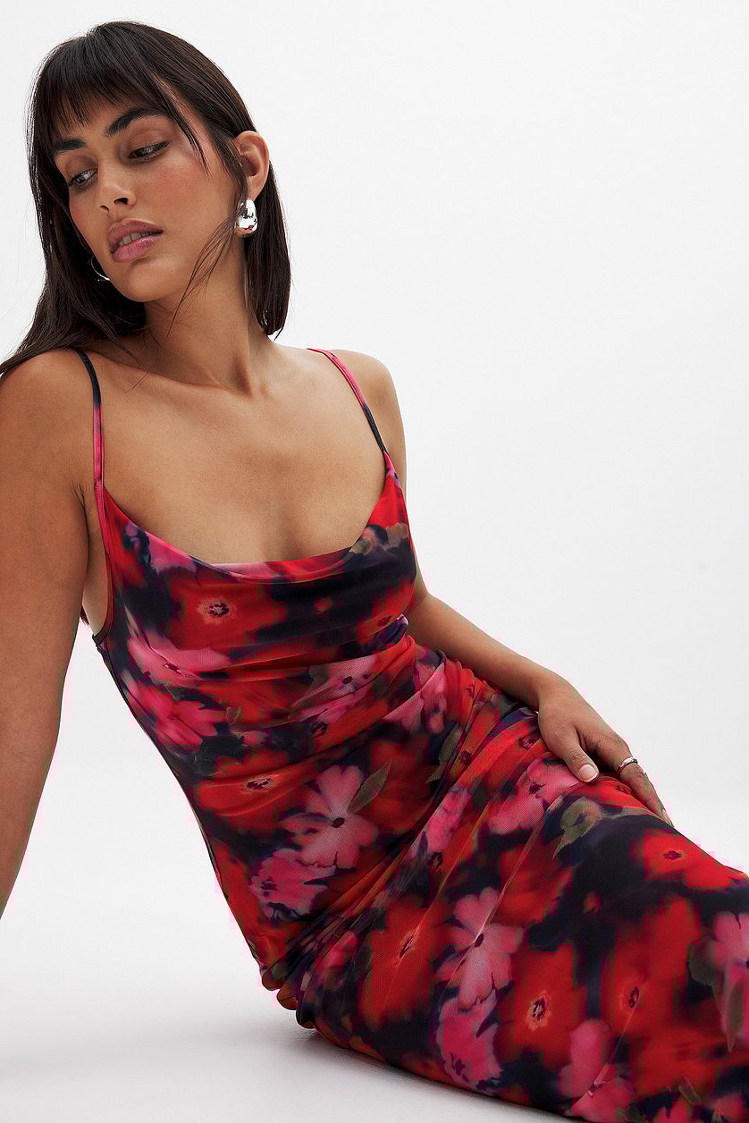 MWB Waterfall Mesh Maxi Dress