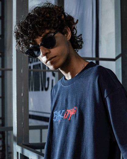 WEBBED UP NAVY BLUE TEE