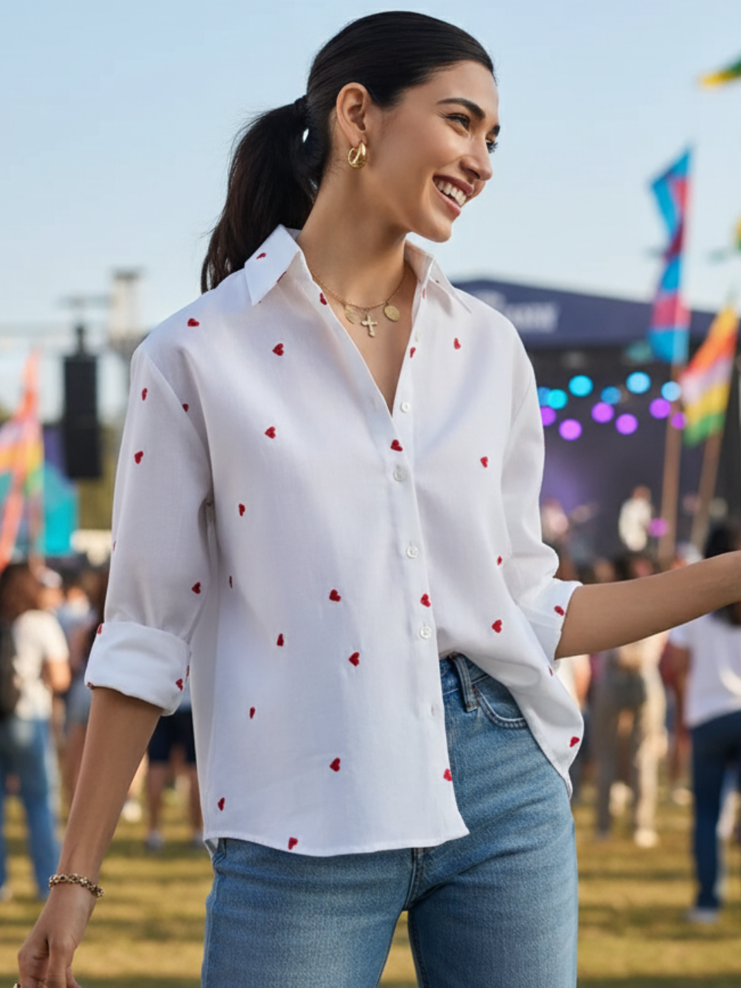 All Over Embroidered Cotton Shirt