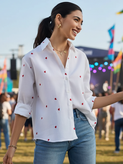 All Over Embroidered Cotton Shirt