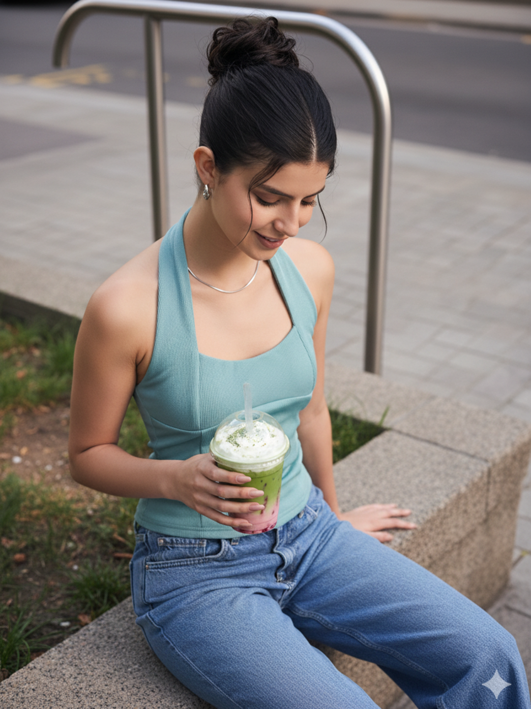 Stretchable Halter Neck Ribbed Top