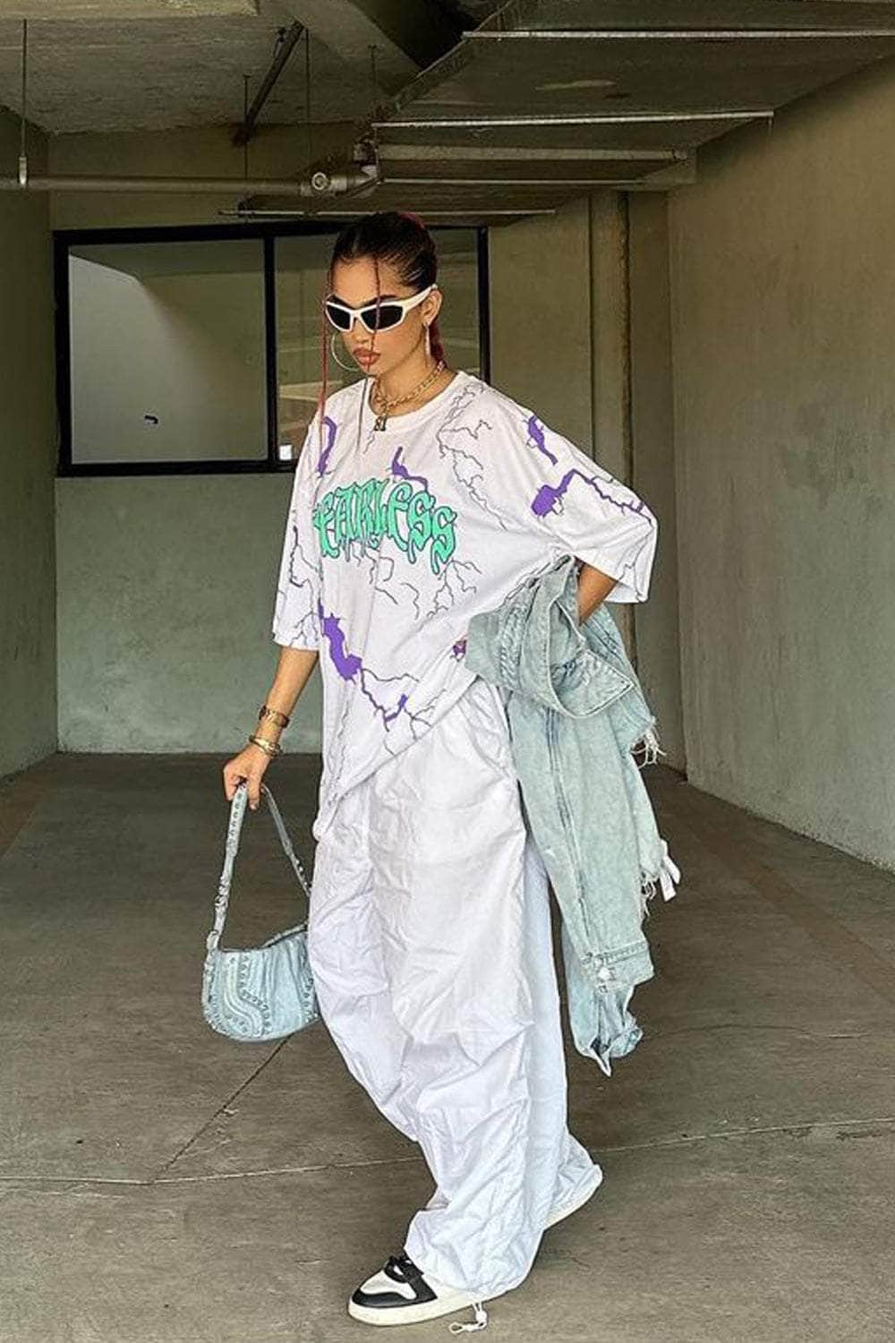 White Oversized Poplin Pants