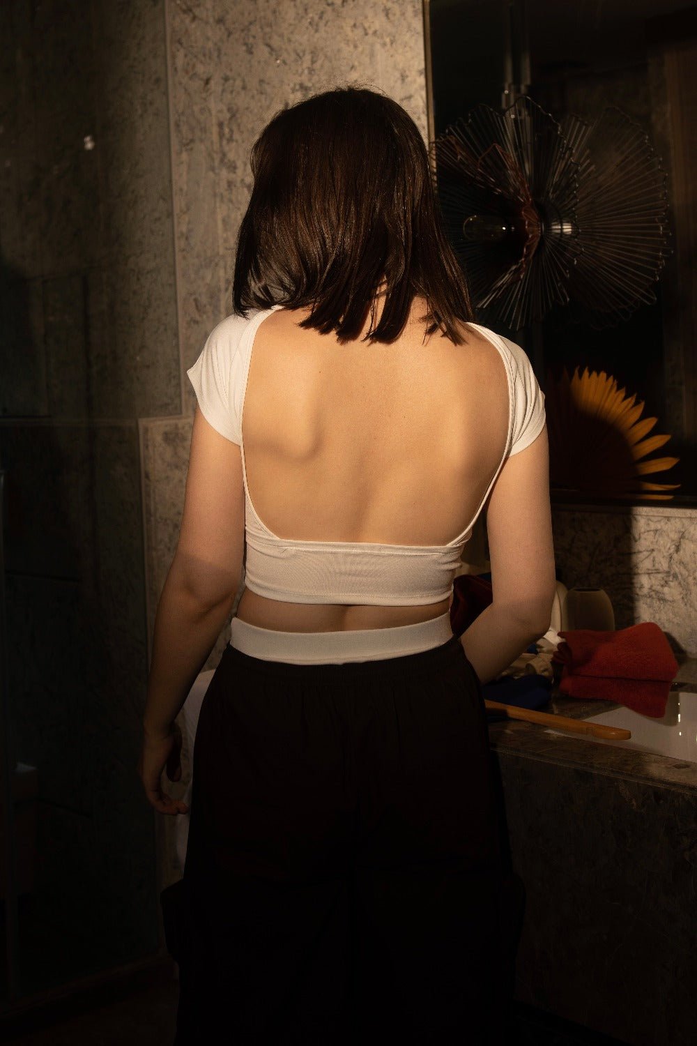White Retro Backless Tee