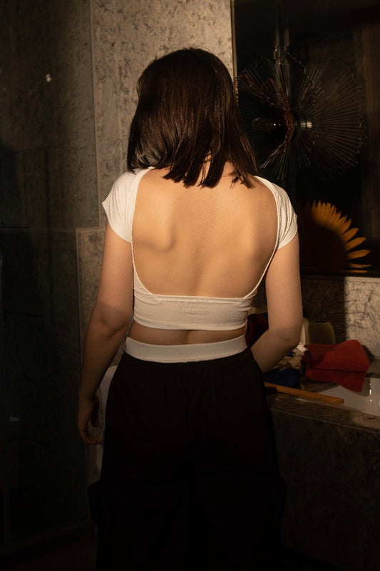 White Retro Backless Tee