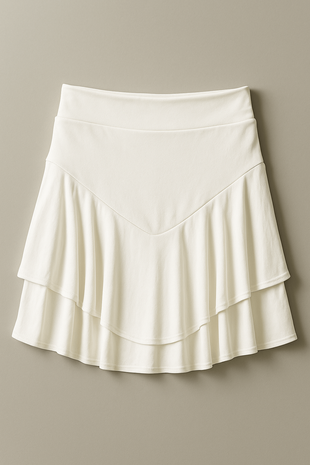 White V shape ruffle skort