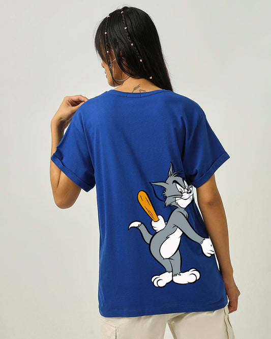 Women's Blue It's a Deal Graphic Printed Boyfriend T-shirt