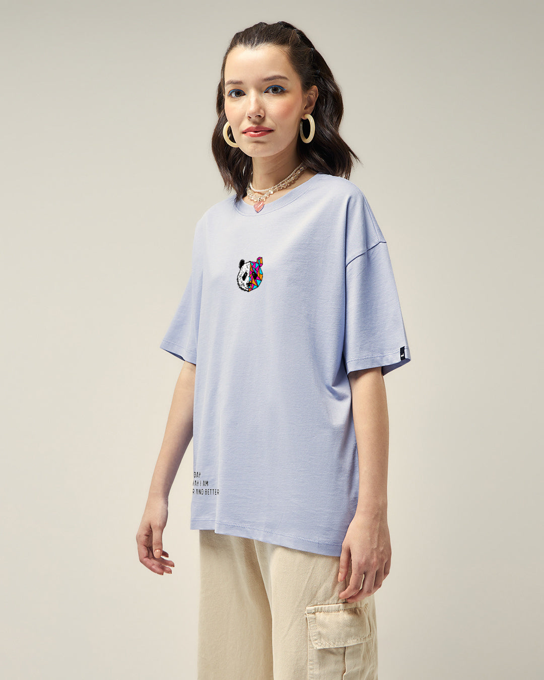 Women's Baby Lavender Better & Better Graphic Printed Oversized T-shirt