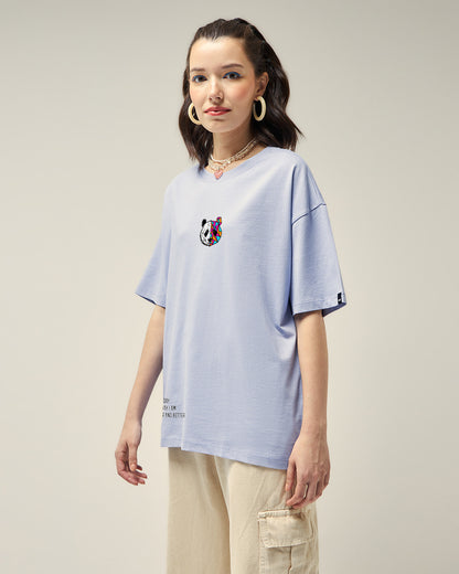 Women's Baby Lavender Better & Better Graphic Printed Oversized T-shirt