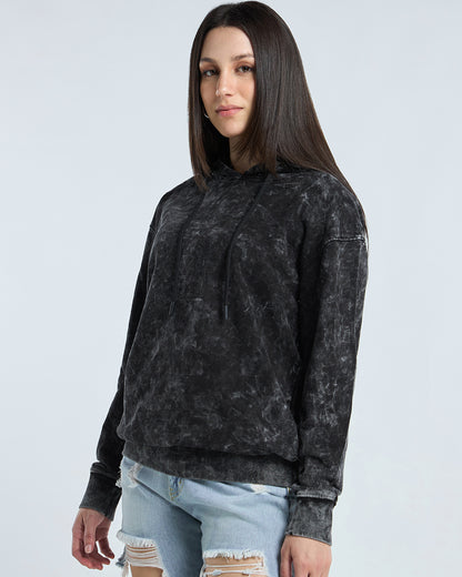 Women's Black Acid Wash Oversized Hoodies