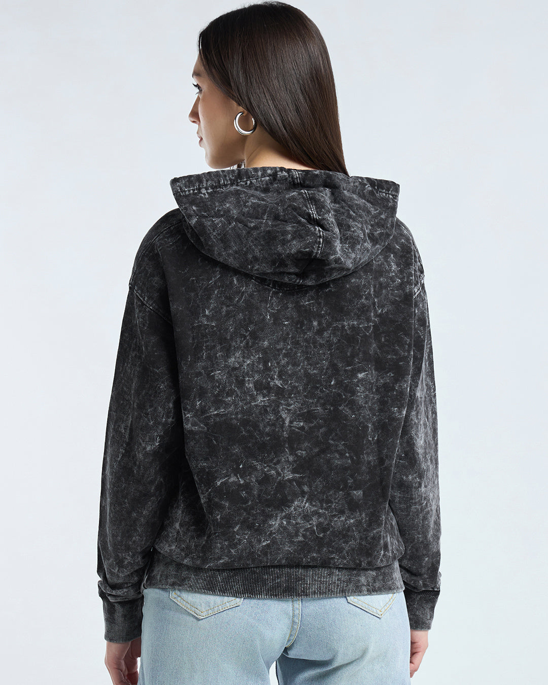 Women's Black Acid Wash Oversized Hoodies