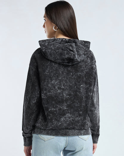 Women's Black Acid Wash Oversized Hoodies