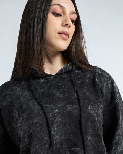 Women's Black Acid Wash Oversized Hoodies