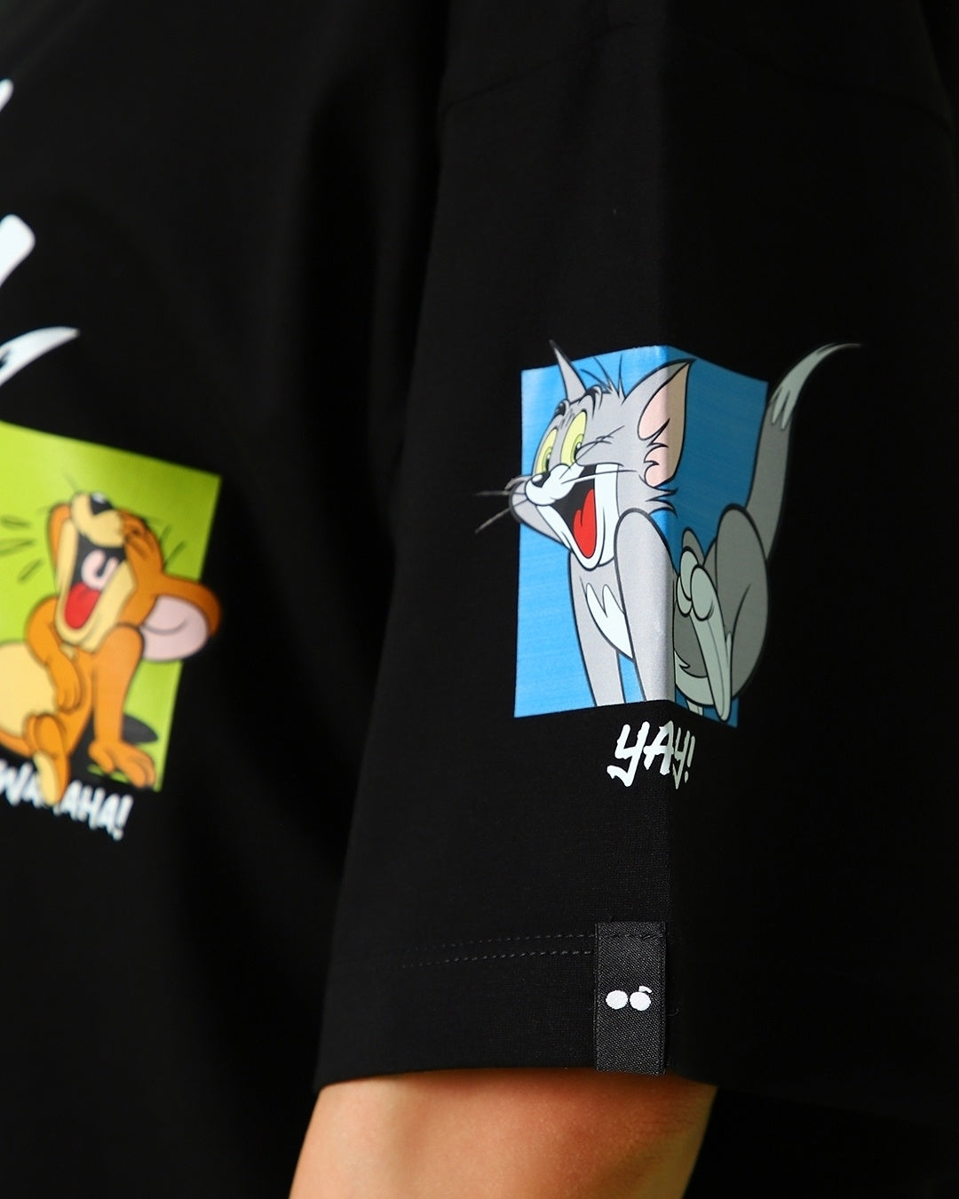 Women's Black Friends & Feelings T&J Graphic Printed Oversized T-shirt