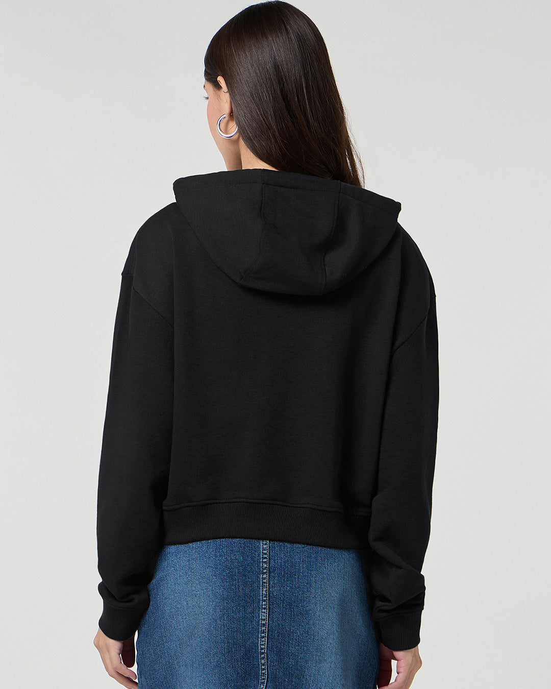 Women's Black Oversized Cropped Hoodies