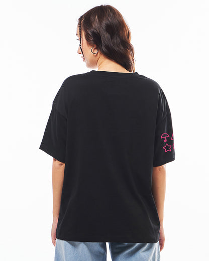 Women's Black Squid game Graphic Printed Oversized T-shirt