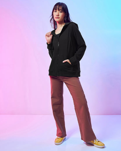 Women's Black Zipper Hoodies