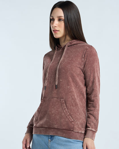 Women's Maroon Acid Wash Hoodies