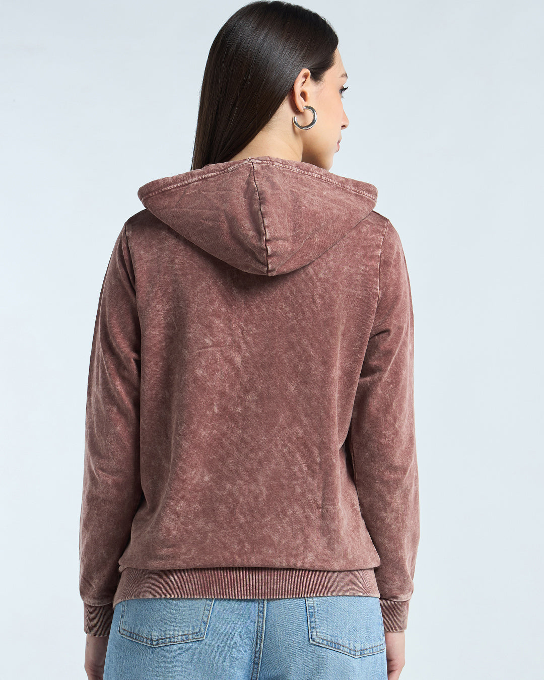 Women's Maroon Acid Wash Hoodies