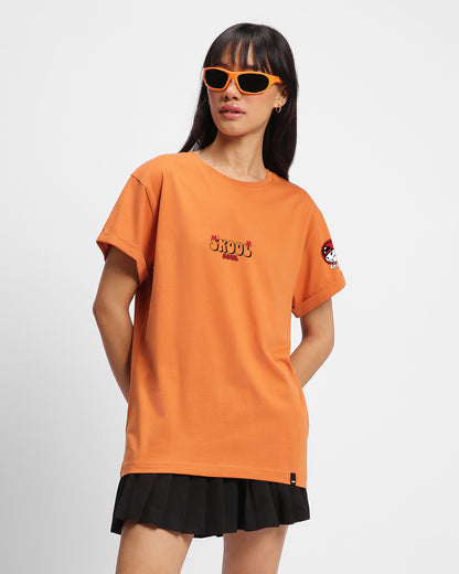 Women's Orange Skool Graphic Printed Boyfriend T-shirt