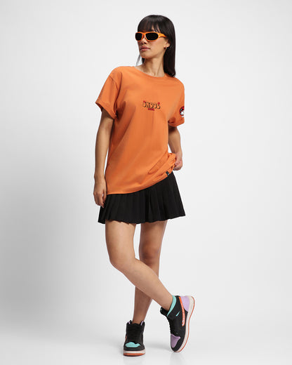 Women's Orange Skool Graphic Printed Boyfriend T-shirt