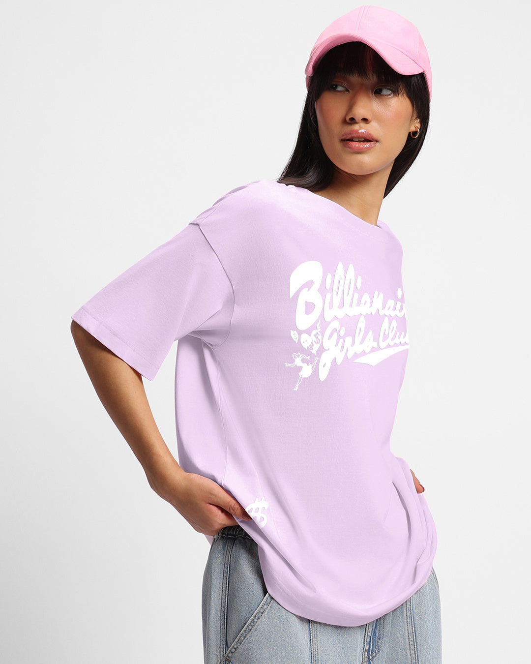 Women's Purple Billionaire Girls Club Graphic Printed Oversized T-shirt