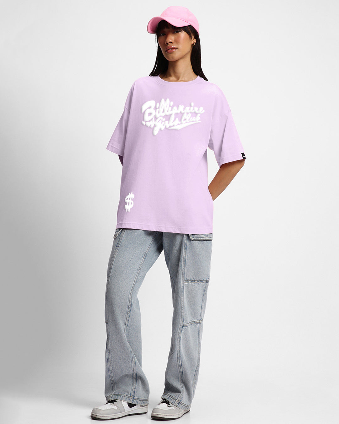 Women's Purple Billionaire Girls Club Graphic Printed Oversized T-shirt