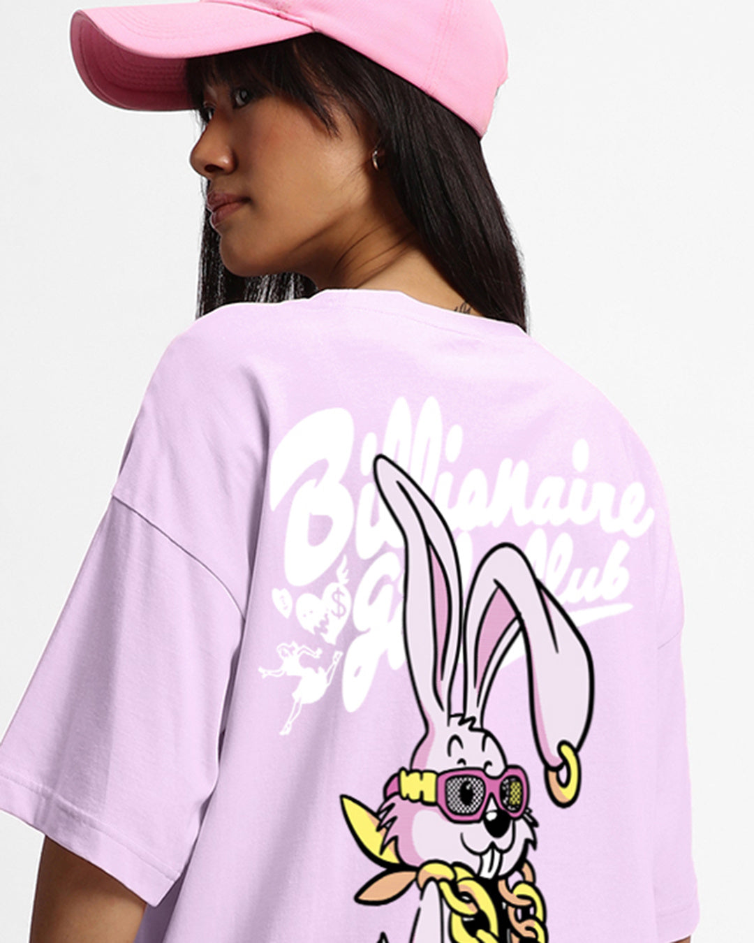 Women's Purple Billionaire Girls Club Graphic Printed Oversized T-shirt