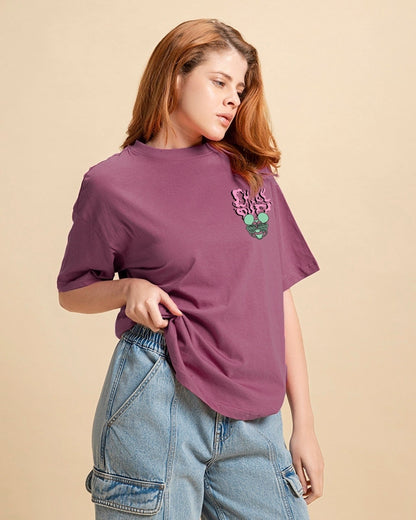 Women's Purple Chill Out Graphic Printed Oversized T-shirt