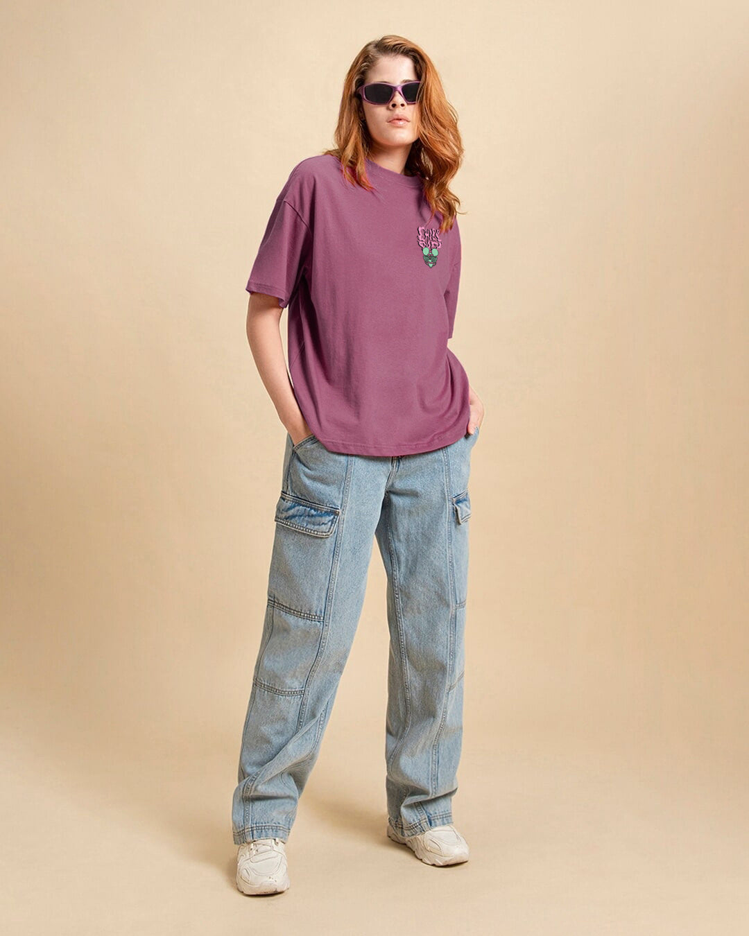 Women's Purple Chill Out Graphic Printed Oversized T-shirt