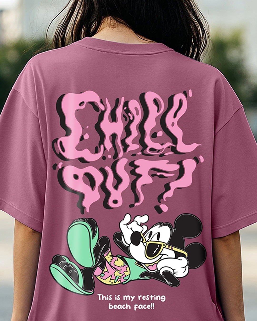 Women's Purple Chill Out Graphic Printed Oversized T-shirt