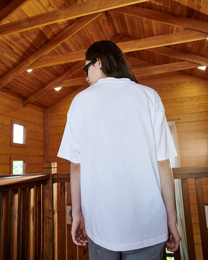 Women's White Attempting To Adult Graphic Printed Oversized T-shirt