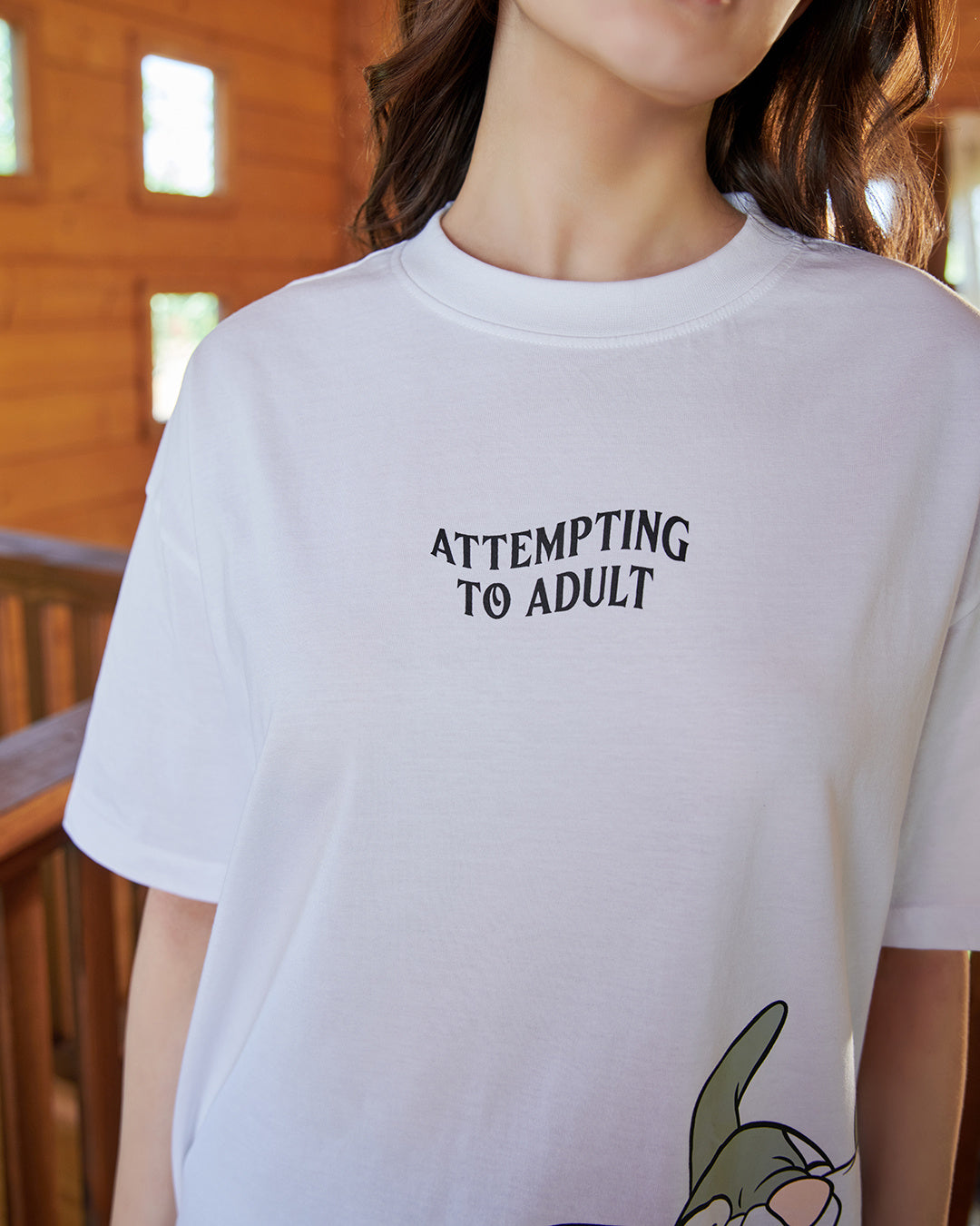Women's White Attempting To Adult Graphic Printed Oversized T-shirt