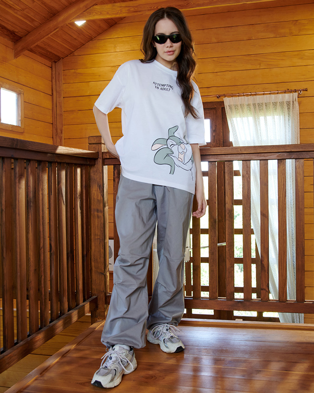 Women's White Attempting To Adult Graphic Printed Oversized T-shirt