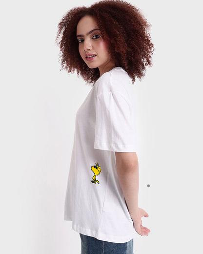 Women's White Cool Pals Graphic Printed Oversized T-shirt