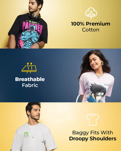 Women's White Cool Pals Graphic Printed Oversized T-shirt