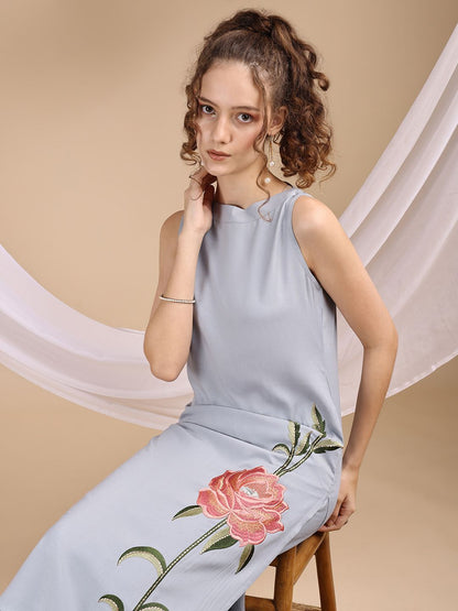 Embroidered Sleeveless Top With Palazzos Co-Ords